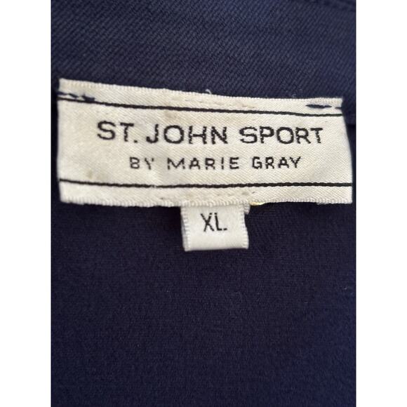 St John Sport by Marie Gray Blazer Jacket Pant Set Blue Fringe Trim Size XL 16 - Picture 5 of 11